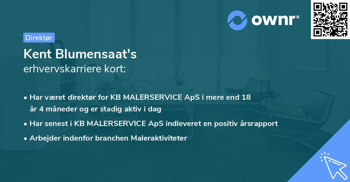 Kent Blumensaat's erhvervskarriere kort