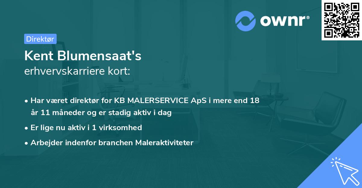 Kent Blumensaat's erhvervskarriere kort