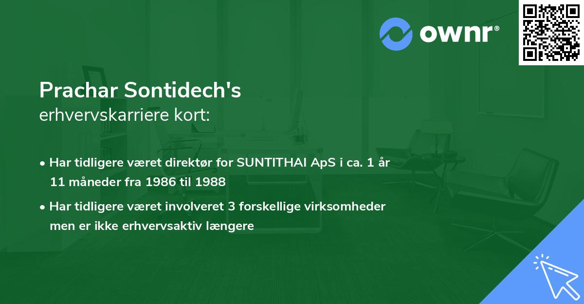 Prachar Sontidech's erhvervskarriere kort