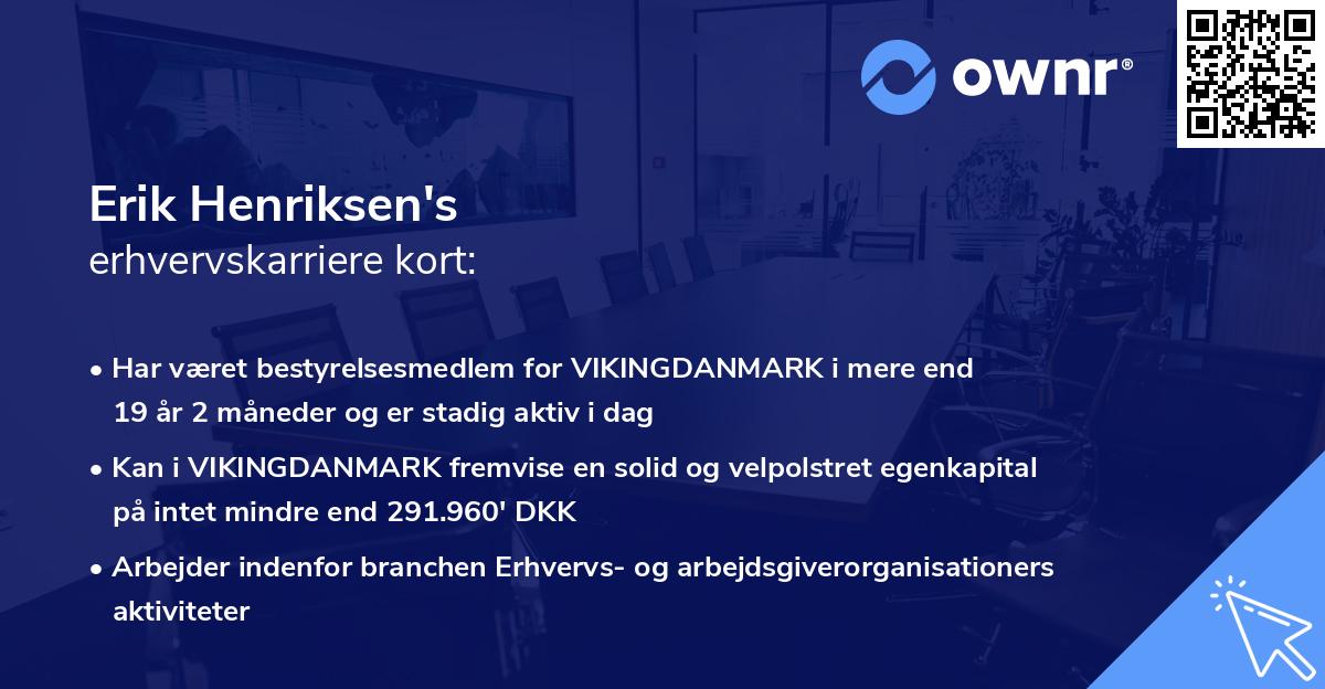 Erik Henriksen's erhvervskarriere kort