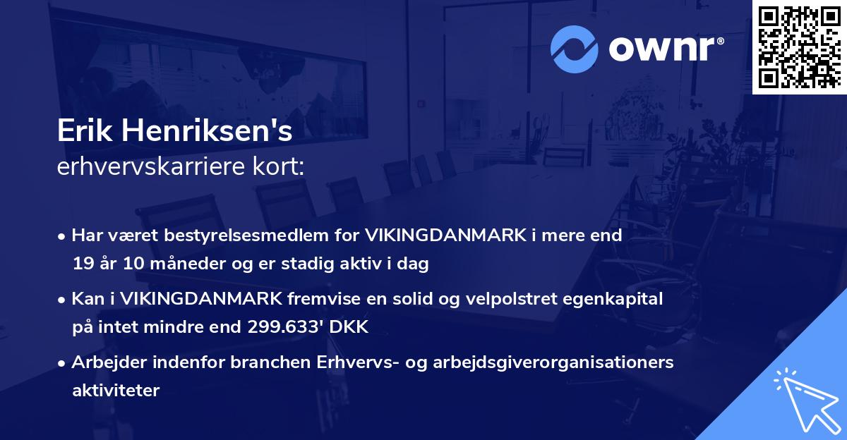 Erik Henriksen's erhvervskarriere kort