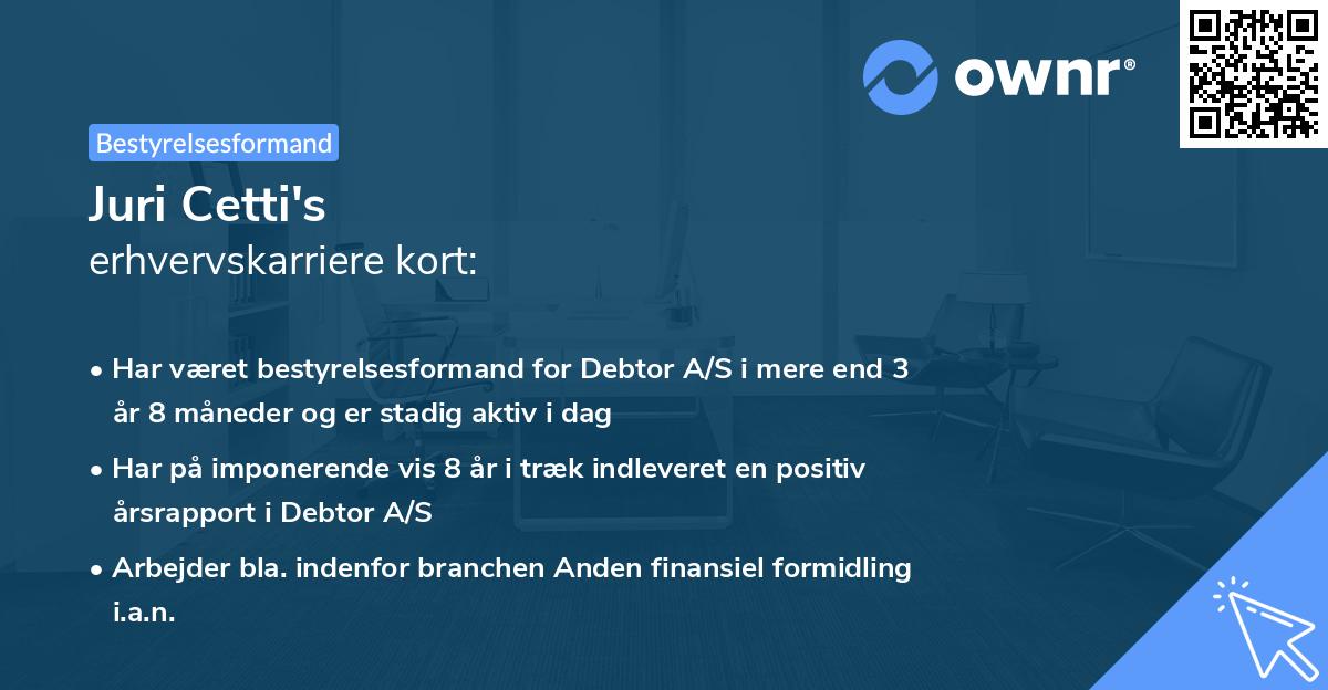 Juri Cetti's erhvervskarriere kort