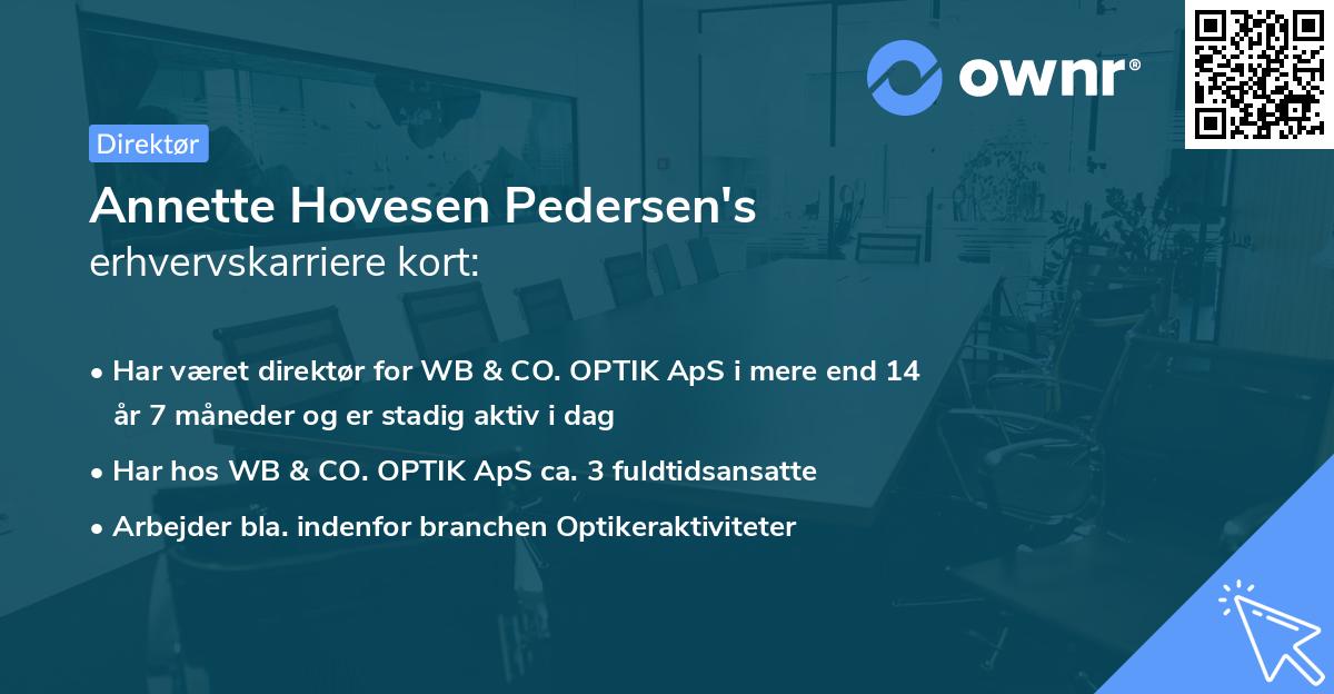 Annette Hovesen Pedersen's erhvervskarriere kort