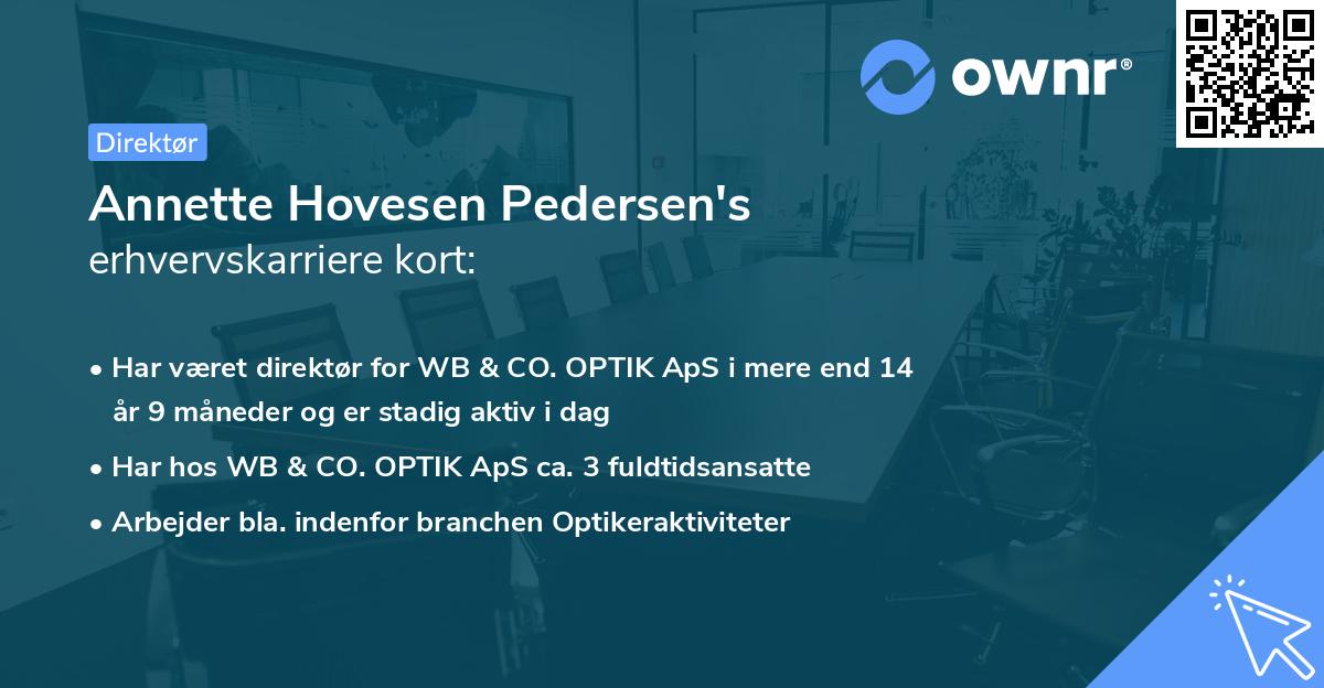 Annette Hovesen Pedersen's erhvervskarriere kort