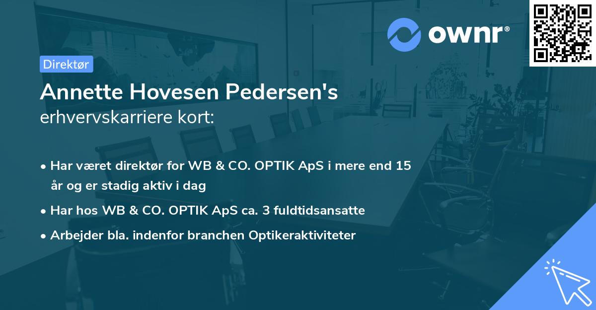 Annette Hovesen Pedersen's erhvervskarriere kort
