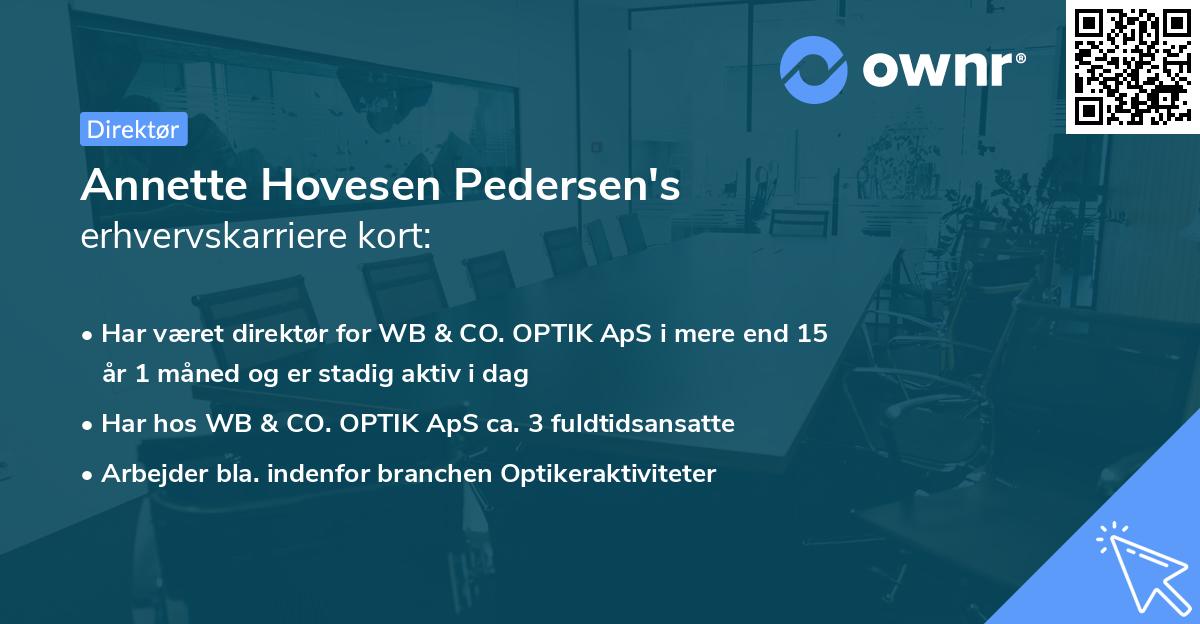 Annette Hovesen Pedersen's erhvervskarriere kort