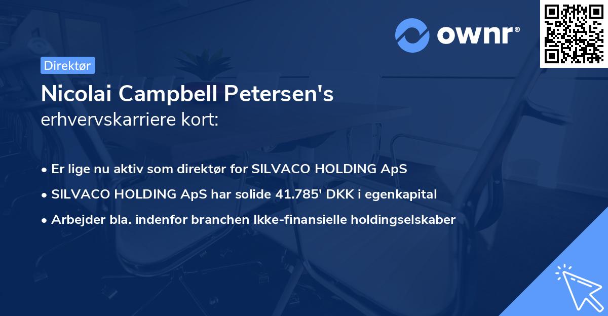 Nicolai Campbell Petersen's erhvervskarriere kort