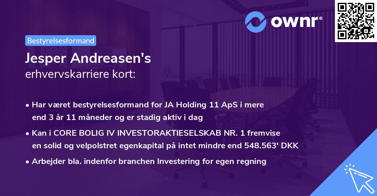 Jesper Andreasen's erhvervskarriere kort