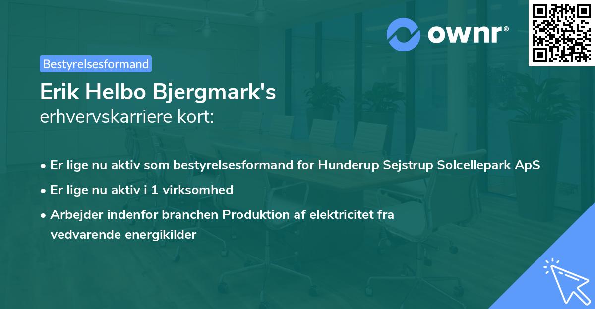 Erik Helbo Bjergmark's erhvervskarriere kort