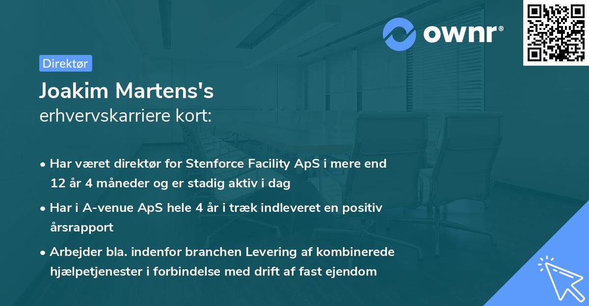 Joakim Martens's erhvervskarriere kort