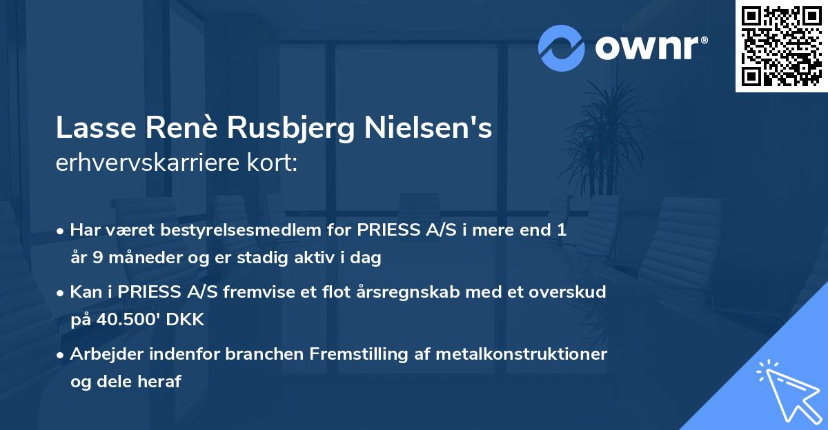 Lasse Renè Rusbjerg Nielsen's erhvervskarriere kort
