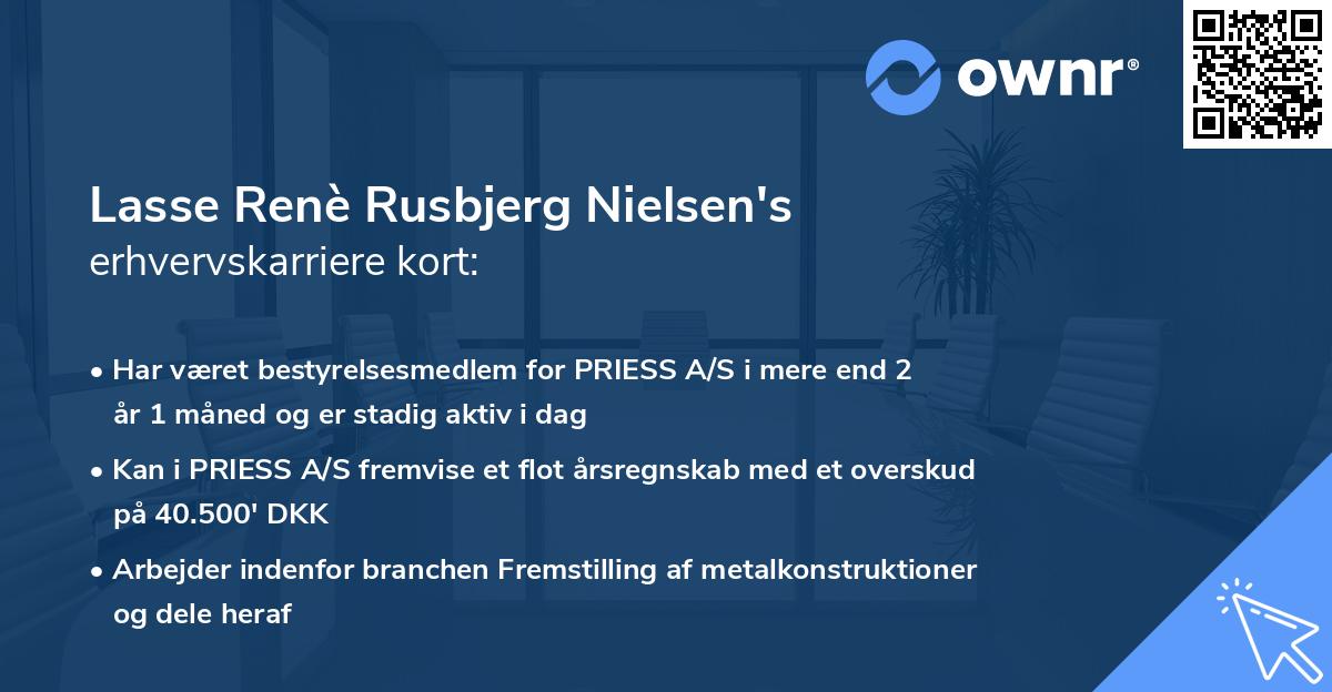 Lasse Renè Rusbjerg Nielsen's erhvervskarriere kort