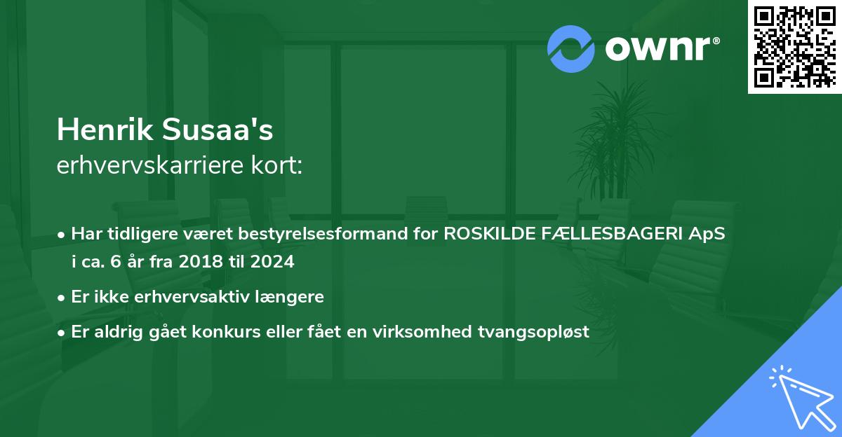 Henrik Susaa's erhvervskarriere kort