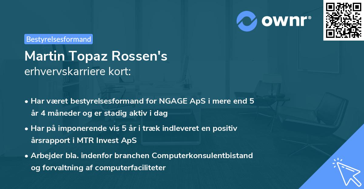 Martin Topaz Rossen's erhvervskarriere kort