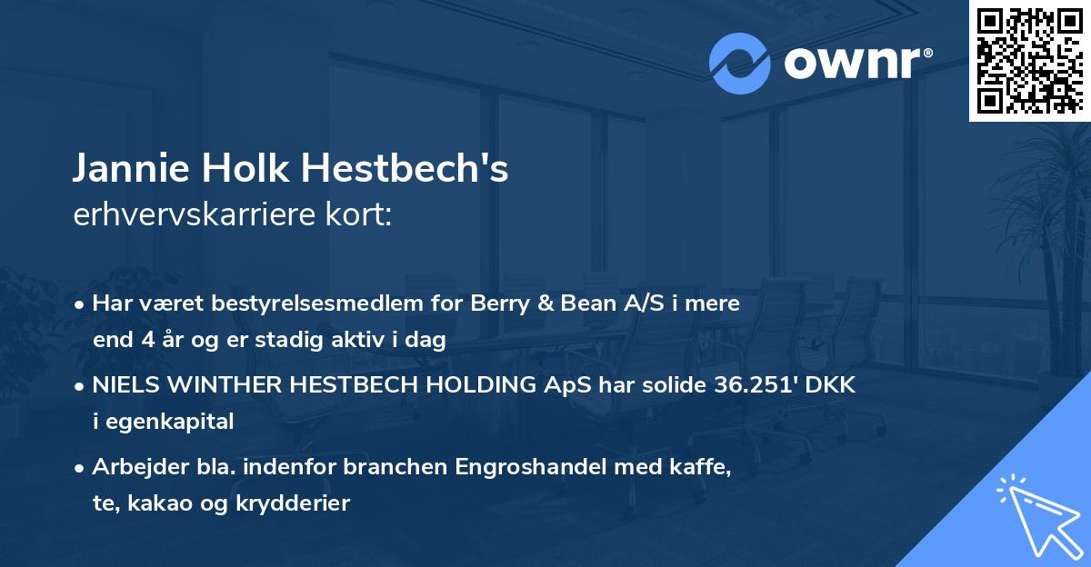 Jannie Holk Hestbech's erhvervskarriere kort