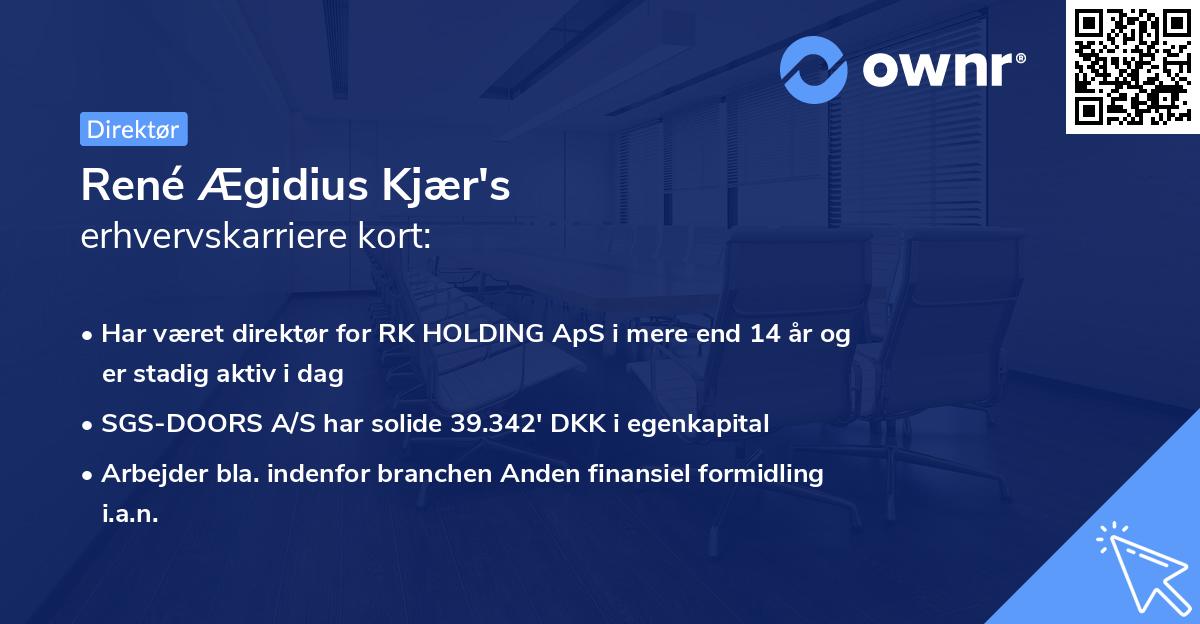 René Ægidius Kjær's erhvervskarriere kort