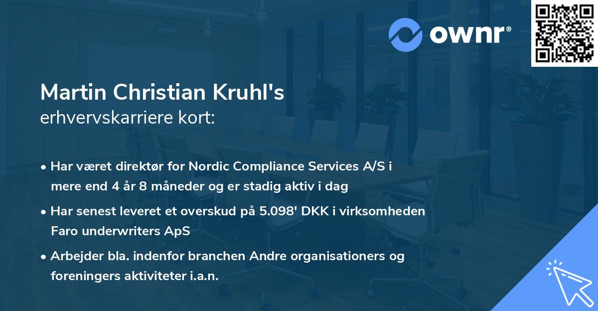 Martin Christian Kruhl's erhvervskarriere kort