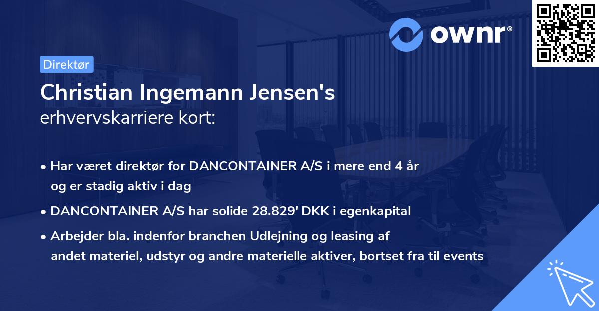 Christian Ingemann Jensen's erhvervskarriere kort