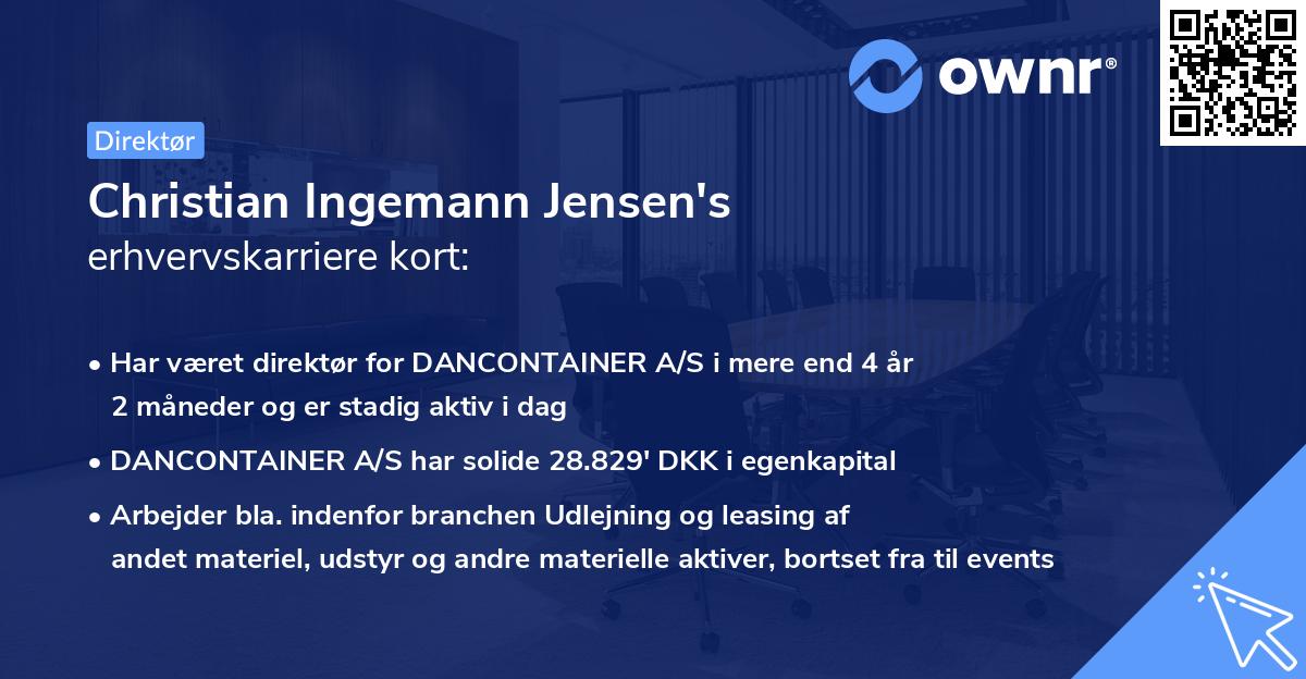 Christian Ingemann Jensen's erhvervskarriere kort
