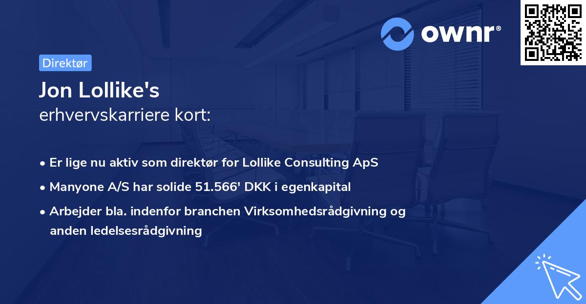 Jon Lollike's erhvervskarriere kort