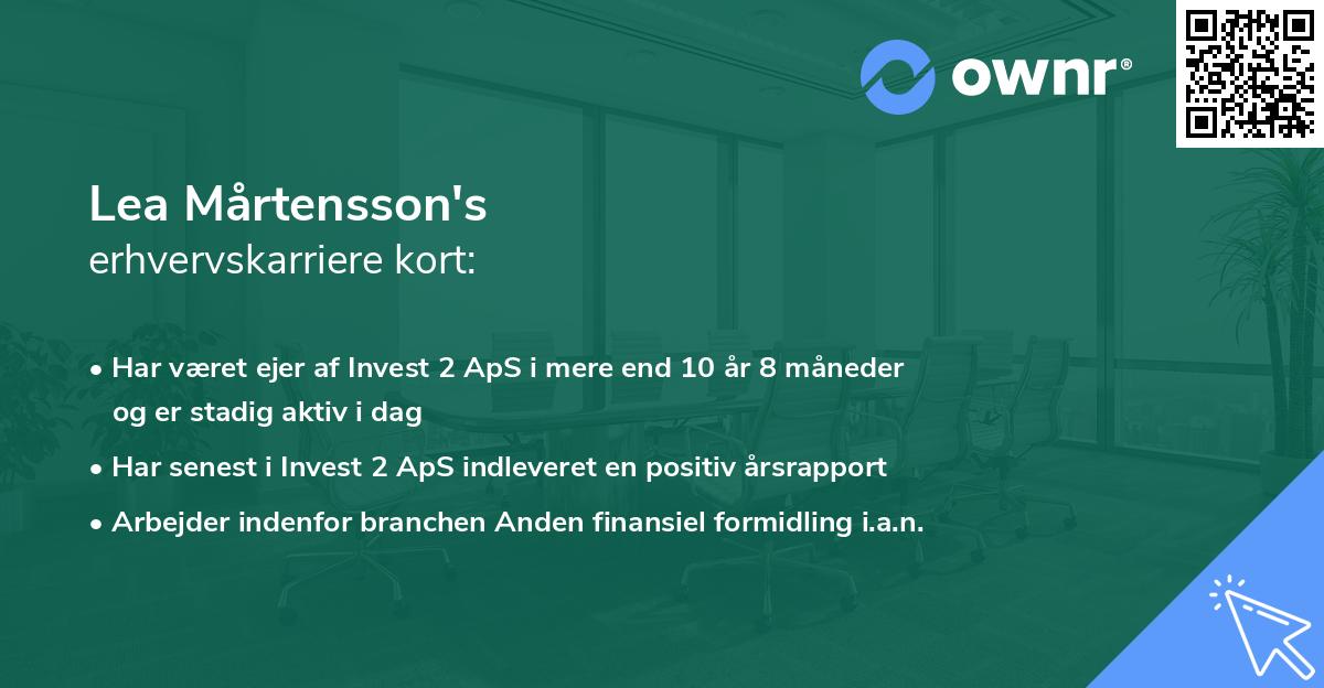 Lea Mårtensson's erhvervskarriere kort