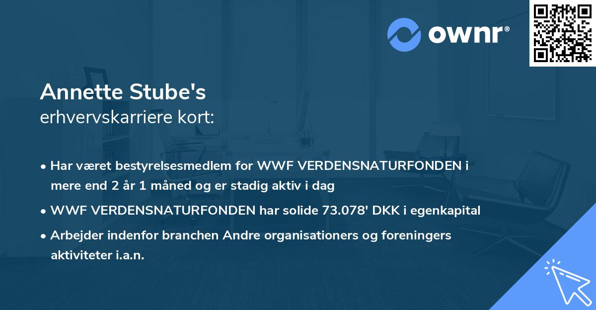 Annette Stube's erhvervskarriere kort