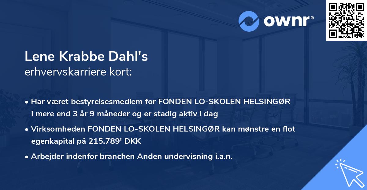 Lene Krabbe Dahl's erhvervskarriere kort