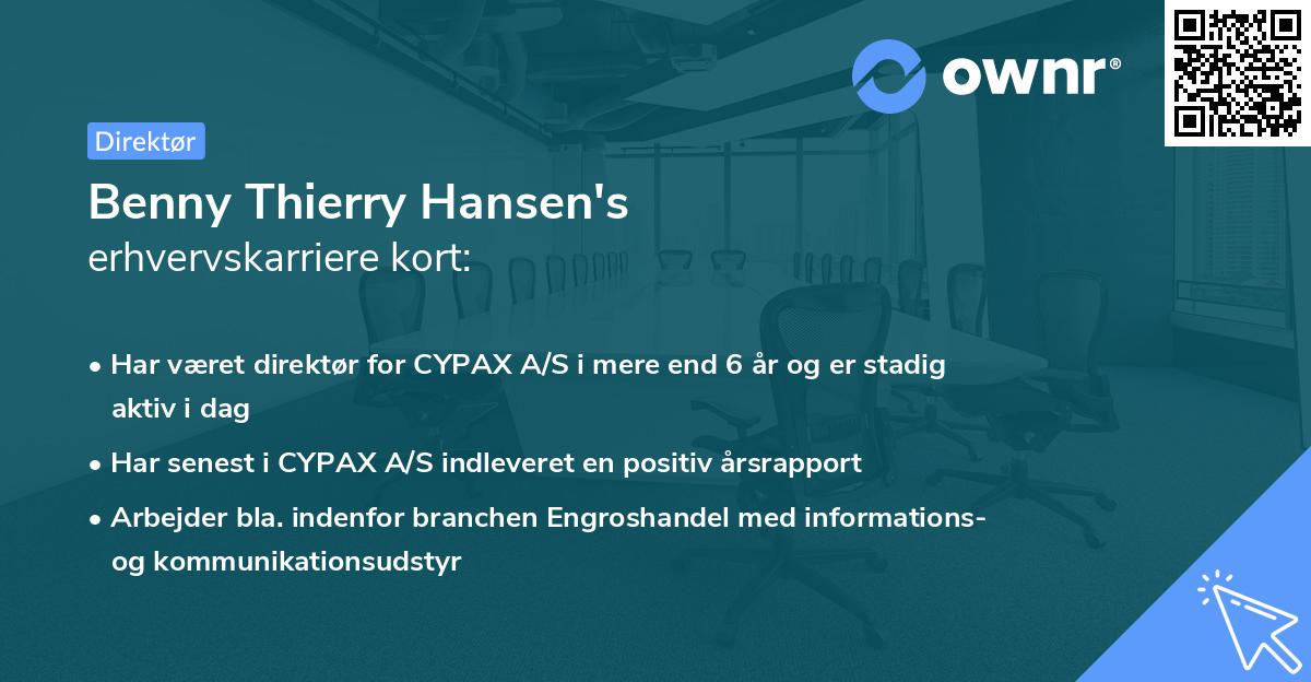 Benny Thierry Hansen's erhvervskarriere kort