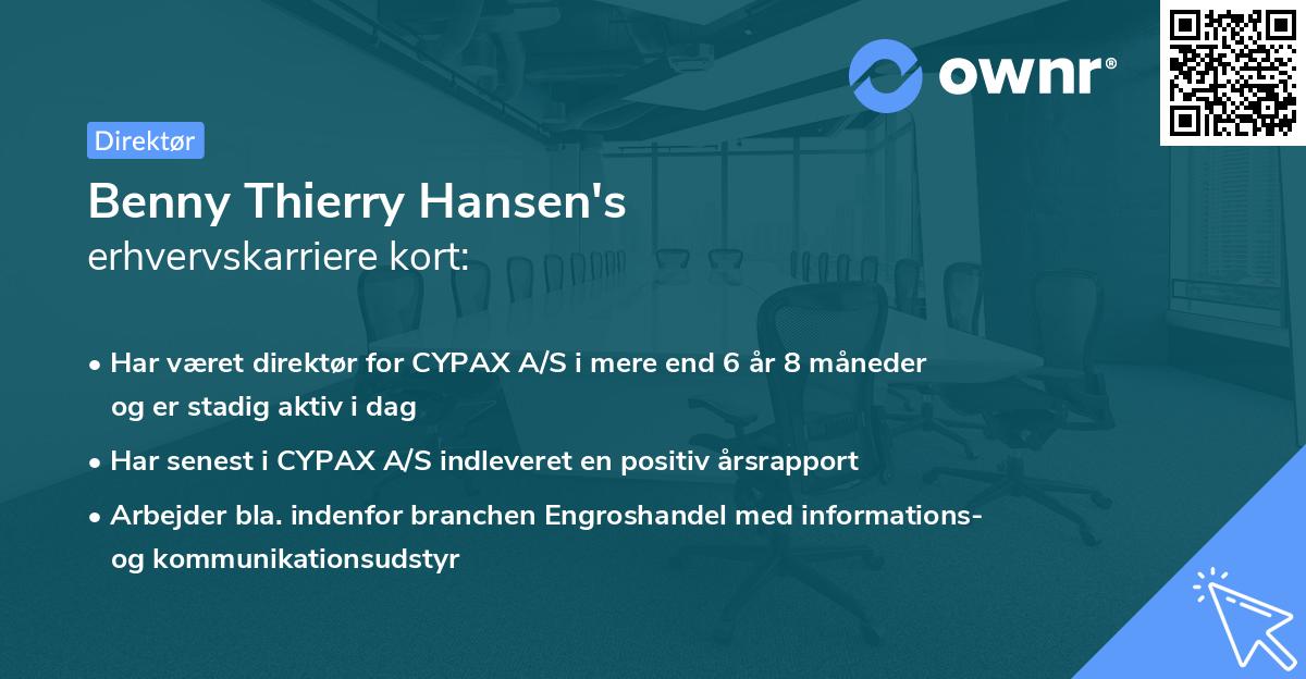 Benny Thierry Hansen's erhvervskarriere kort