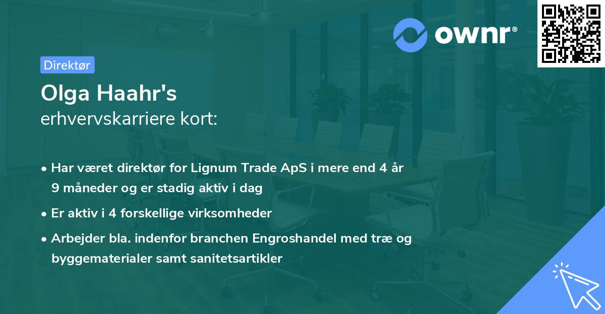 Olga Haahr's erhvervskarriere kort