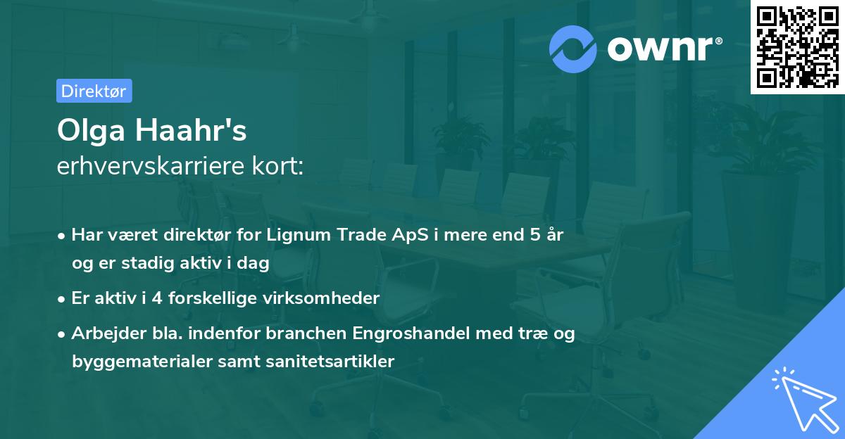 Olga Haahr's erhvervskarriere kort