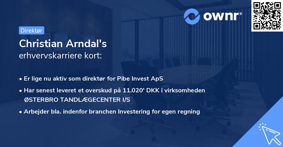 Christian Arndal's erhvervskarriere kort