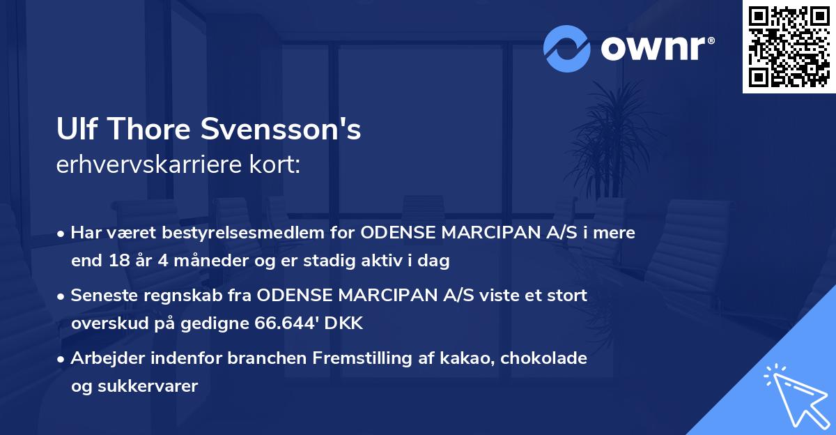 Ulf Thore Svensson's erhvervskarriere kort