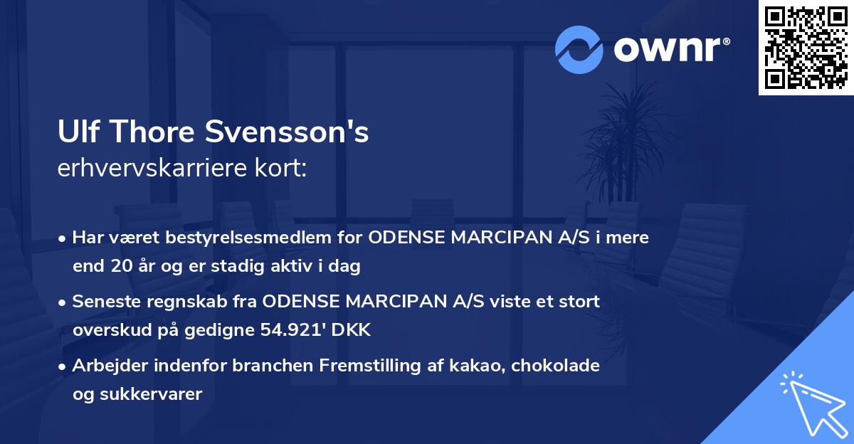Ulf Thore Svensson's erhvervskarriere kort