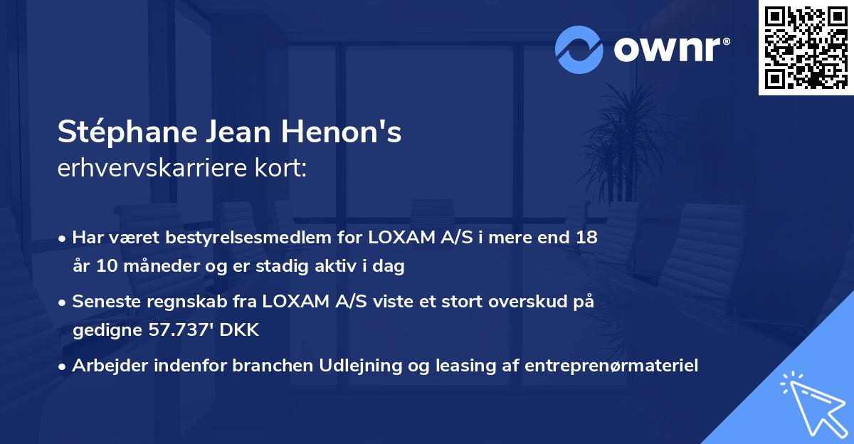 Stéphane Jean Henon's erhvervskarriere kort
