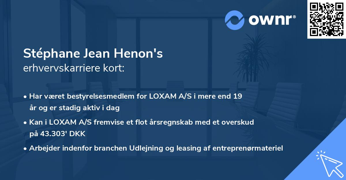 Stéphane Jean Henon's erhvervskarriere kort