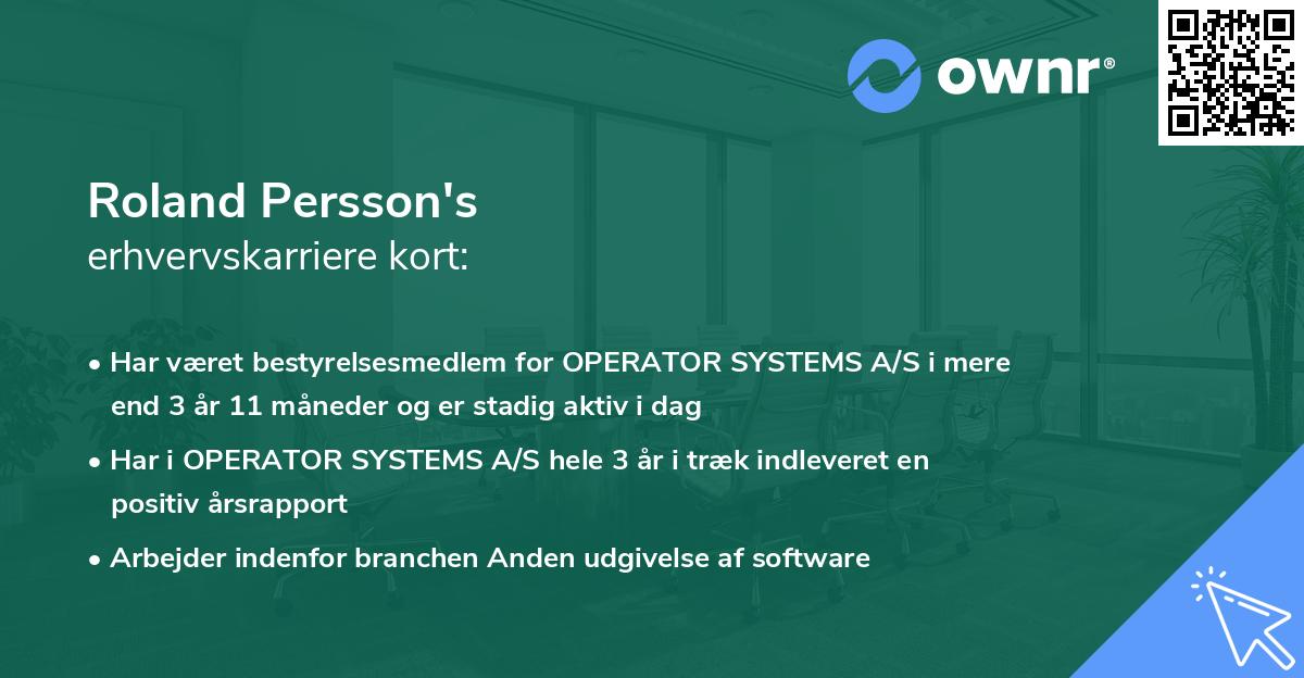 Roland Persson's erhvervskarriere kort