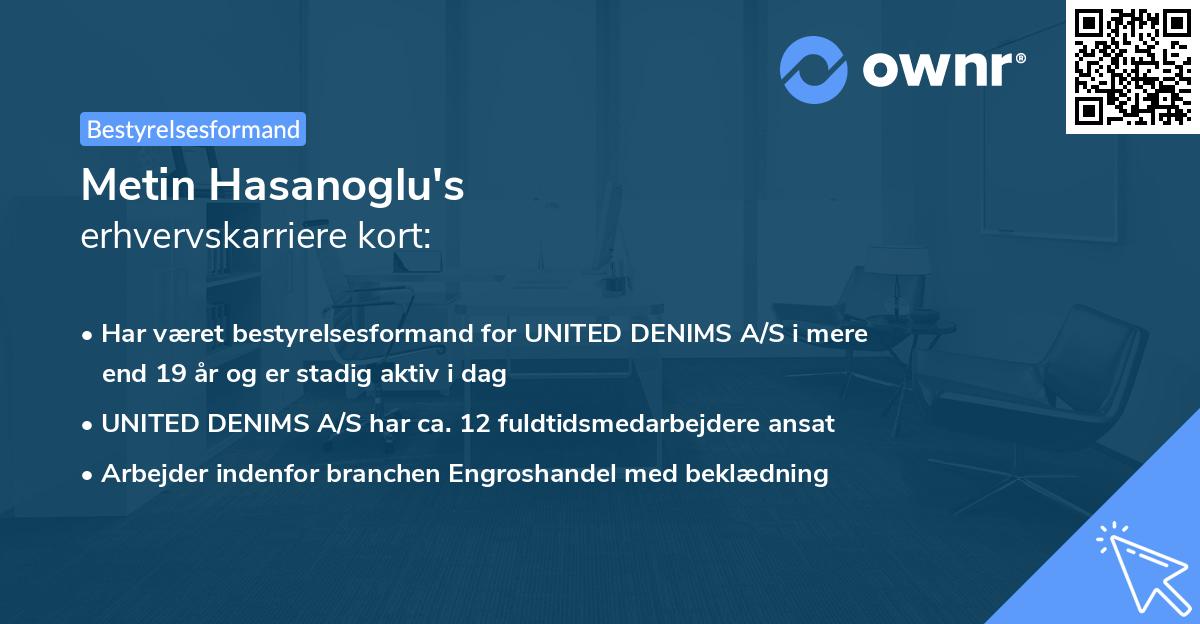 Metin Hasanoglu's erhvervskarriere kort