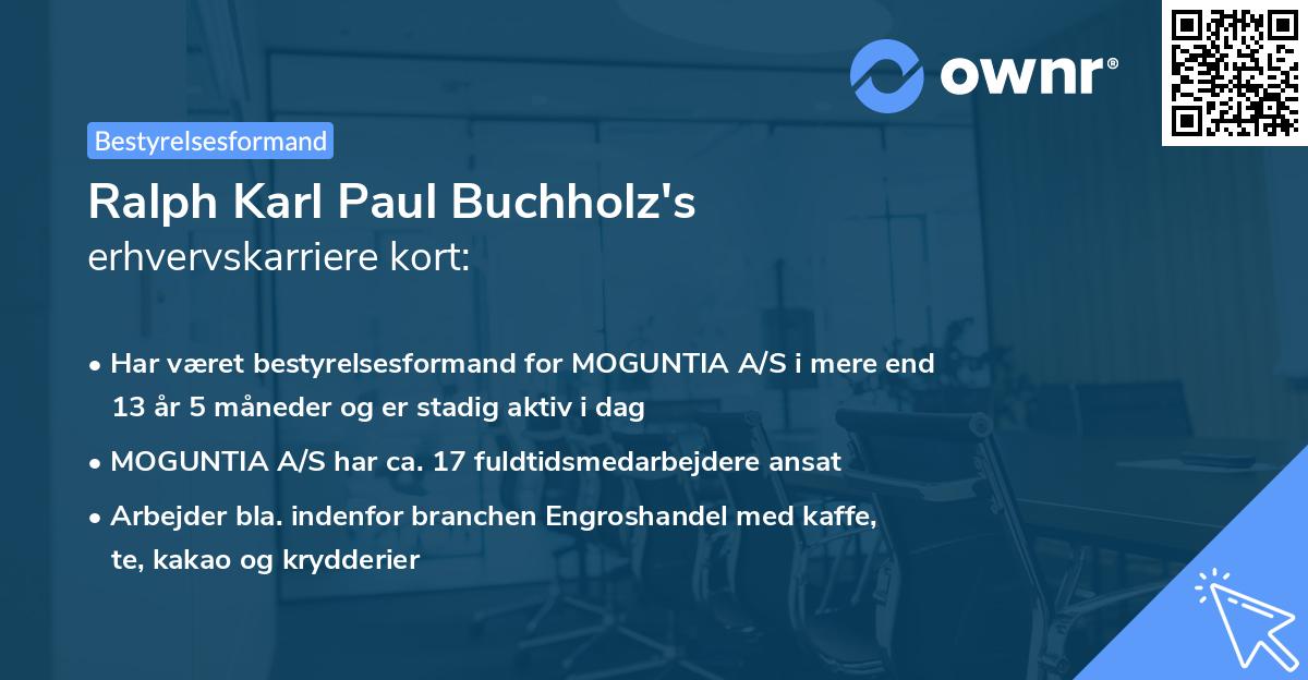 Ralph Karl Paul Buchholz's erhvervskarriere kort