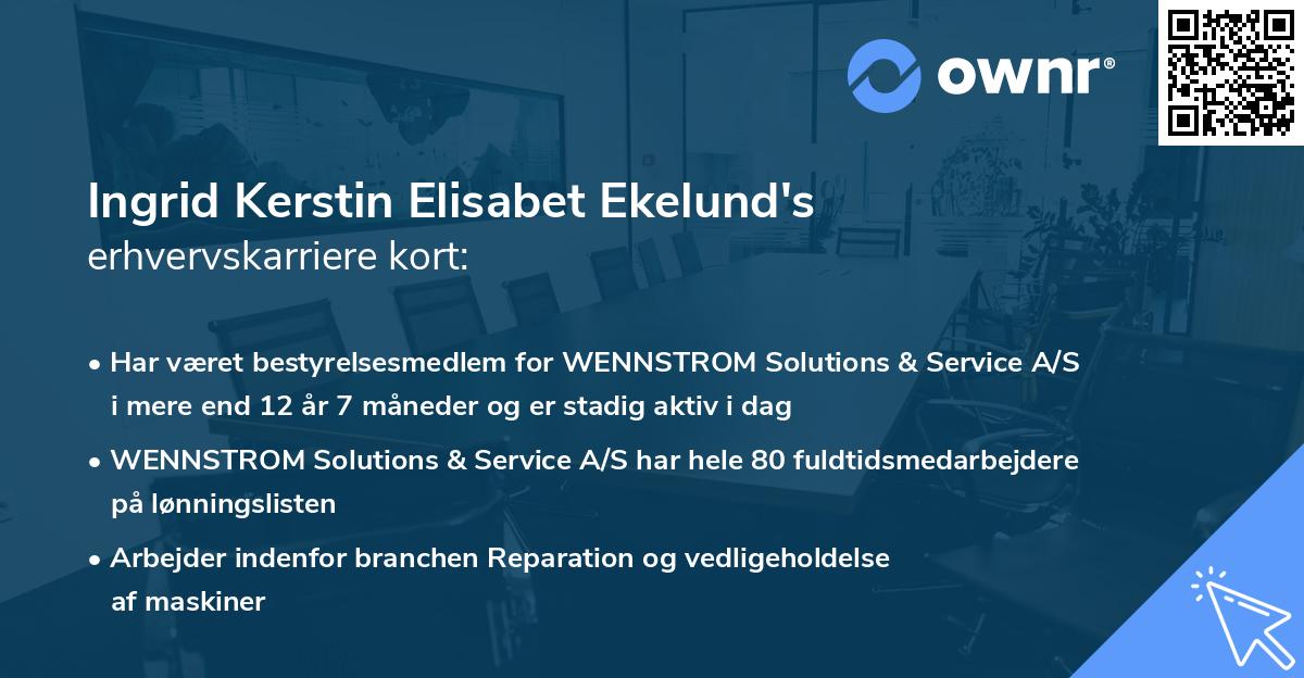 Ingrid Kerstin Elisabet Ekelund's erhvervskarriere kort