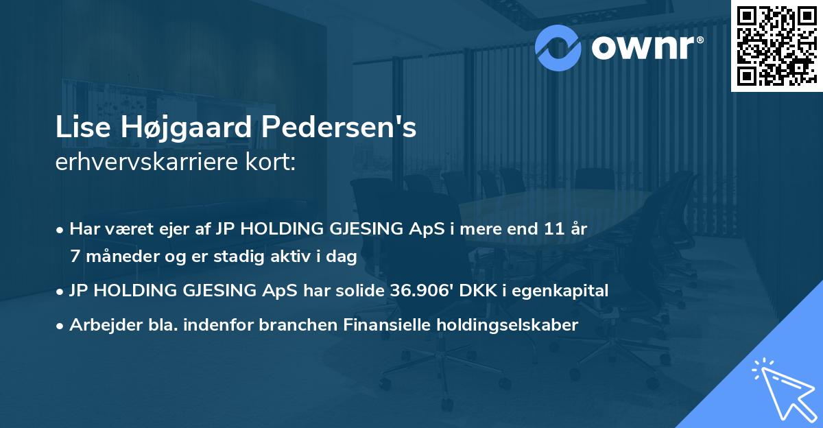 Lise Højgaard Pedersen's erhvervskarriere kort