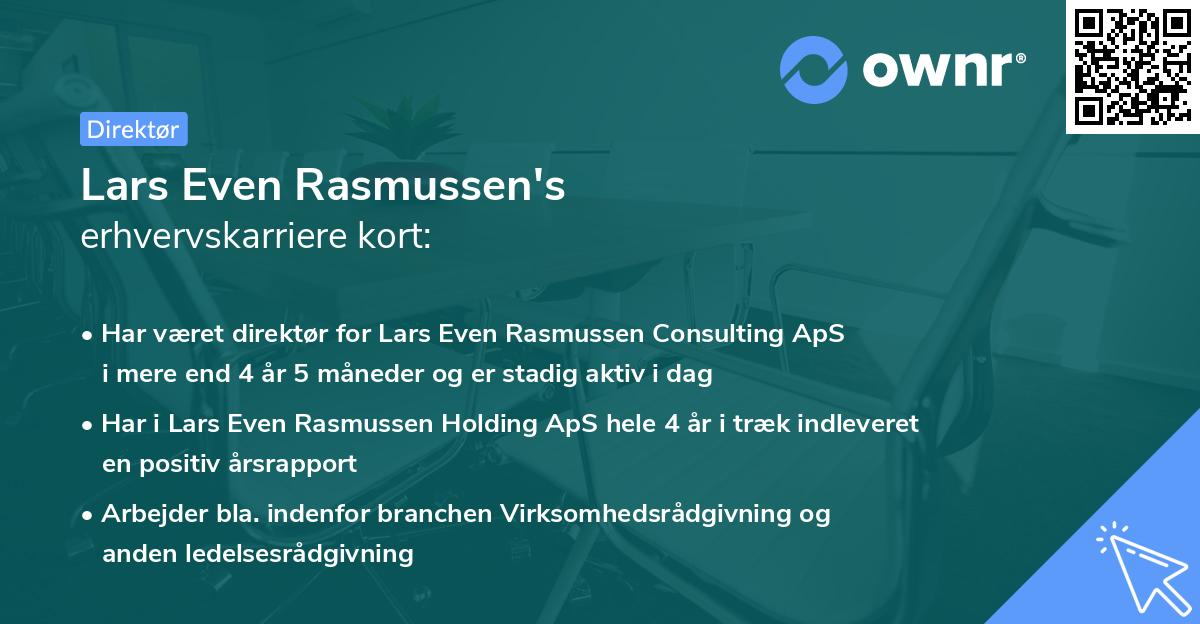 Lars Even Rasmussen's erhvervskarriere kort