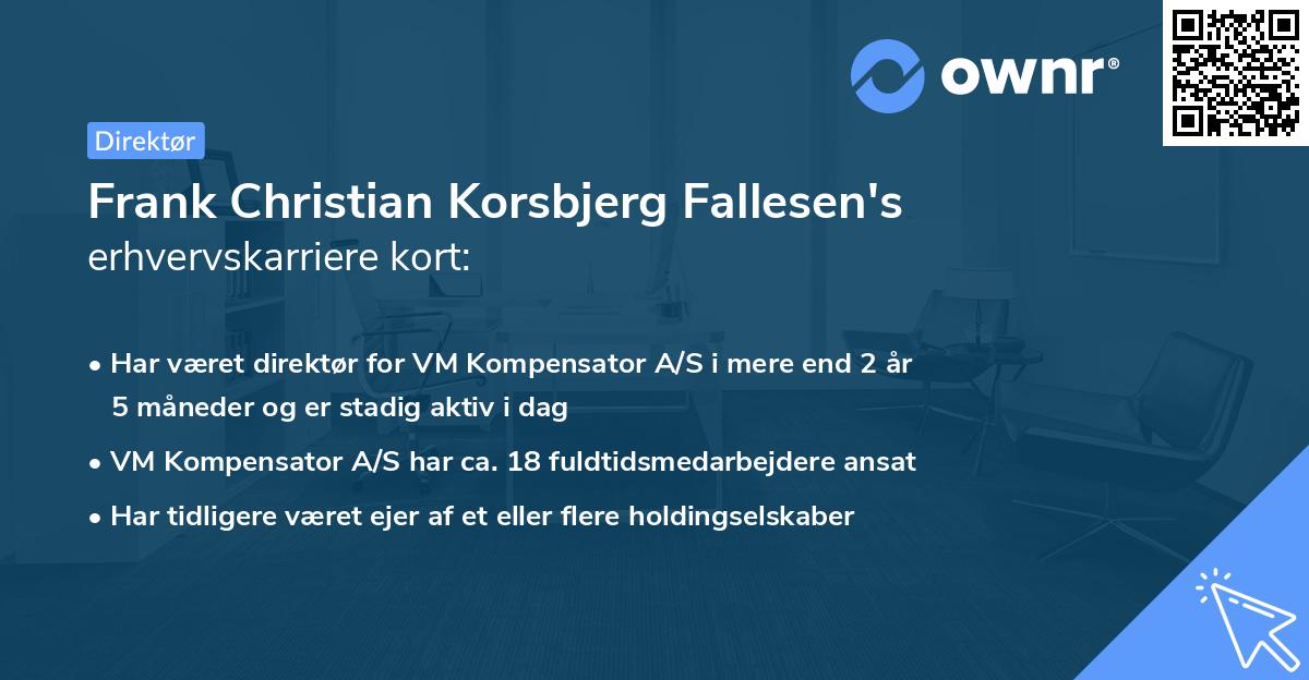 Frank Christian Korsbjerg Fallesen's erhvervskarriere kort