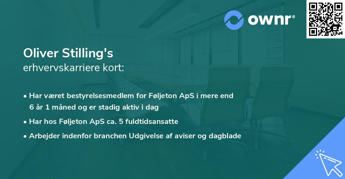 Oliver Stilling's erhvervskarriere kort