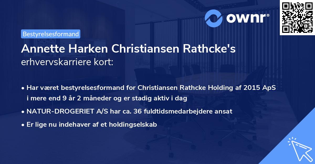 Annette Harken Christiansen Rathcke's erhvervskarriere kort
