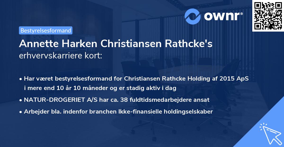 Annette Harken Christiansen Rathcke's erhvervskarriere kort