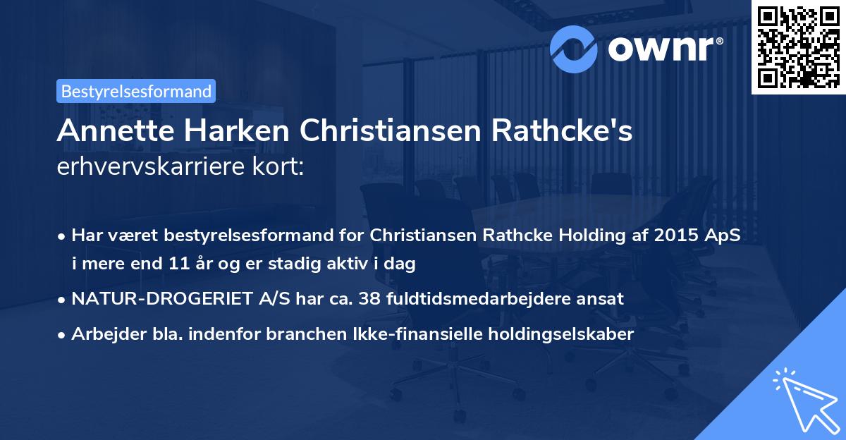Annette Harken Christiansen Rathcke's erhvervskarriere kort