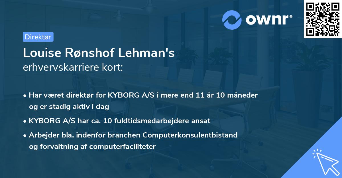 Louise Rønshof Lehman's erhvervskarriere kort