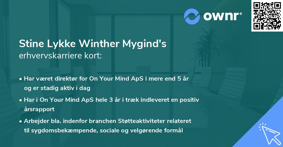Stine Lykke Winther Mygind's erhvervskarriere kort