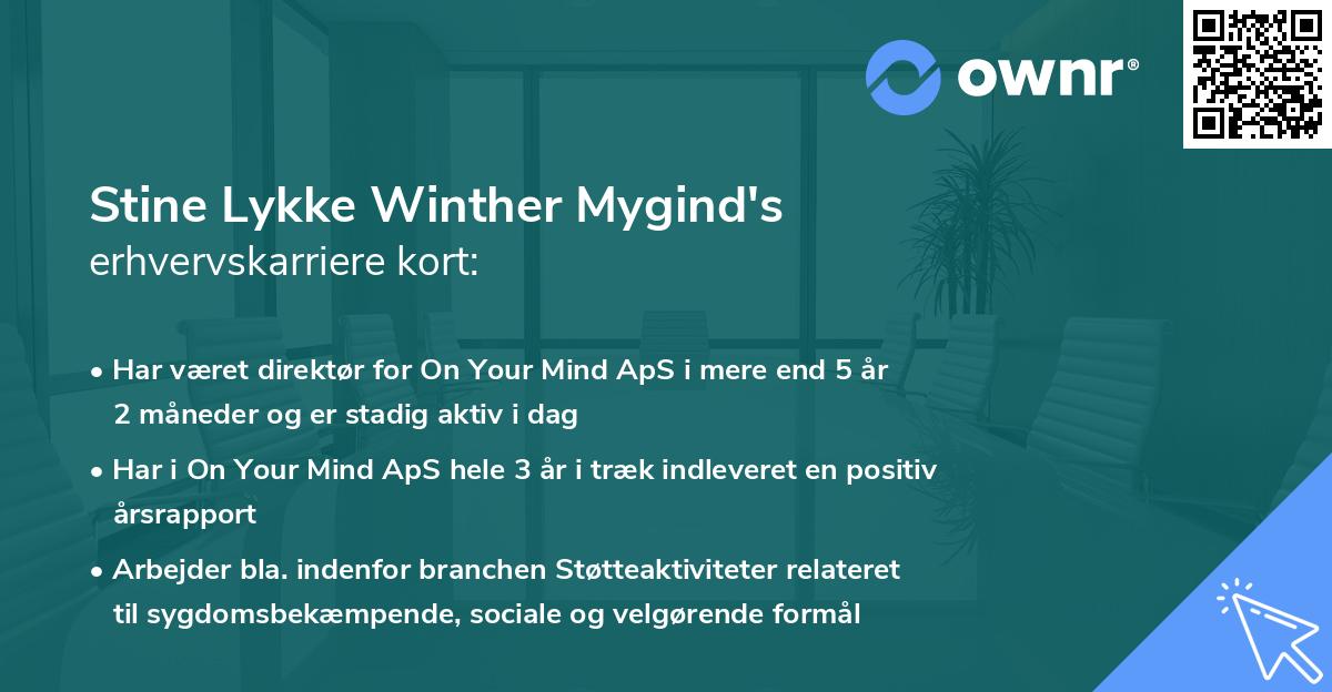 Stine Lykke Winther Mygind's erhvervskarriere kort